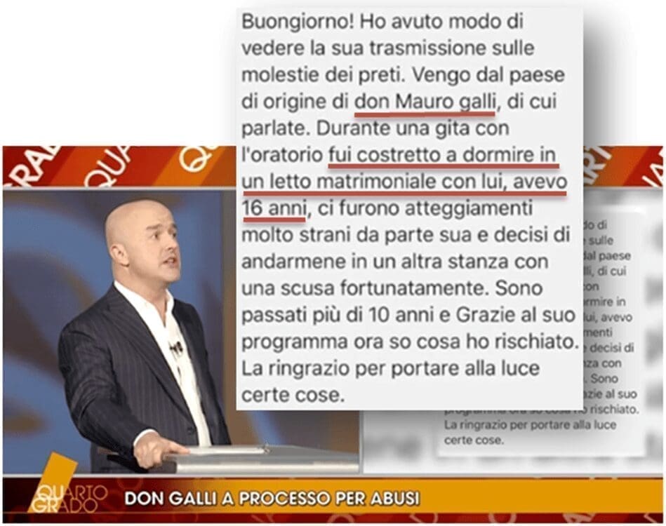 Caso don Mauro Galli: emergono nuovi particolari inquietanti, UN ALTRO MINORE fu costretto a dormire nel letto matrimoniale del prete.