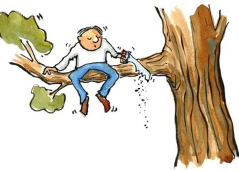 man cutting the branch sitting on illustration by frits ahlefeldt1500 1024x1024@2x